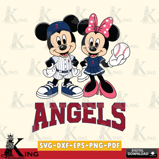 Los Angeles Angels Baseball Mickey Minnie Mouse SVG File, MLB for Cricut, Silhouette, Digital Download , file cut