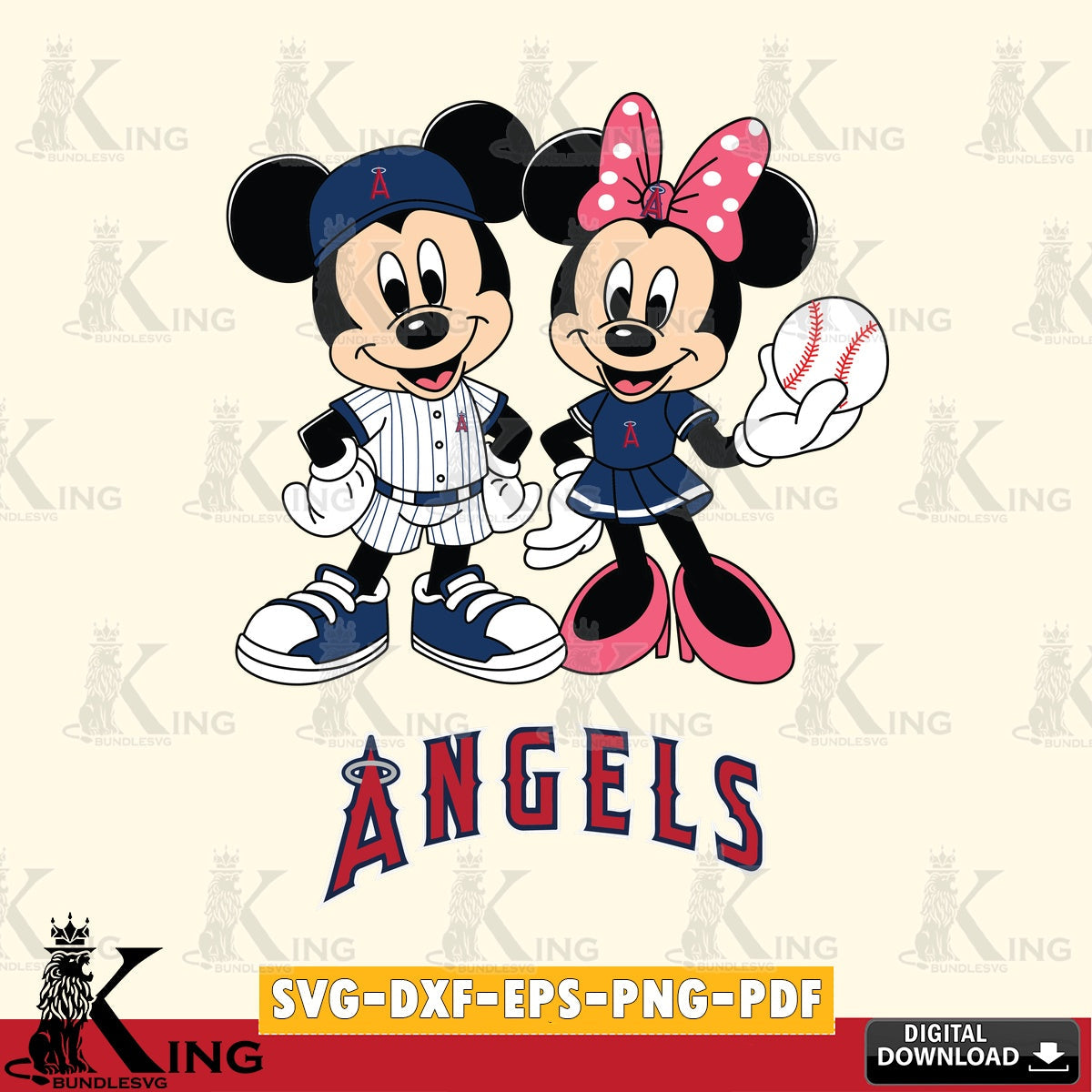 Los Angeles Angels Baseball Mickey Minnie Mouse SVG file , For Cricut,  File cut , Digital Download , PDF File, Cut Files