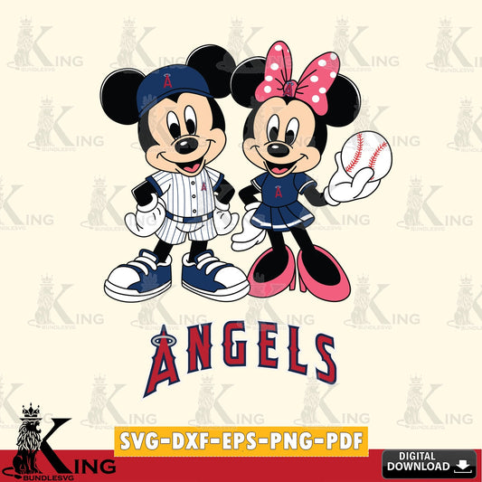 Los Angeles Angels Baseball Mickey Minnie Mouse SVG file , For Cricut,  File cut , Digital Download , PDF File, Cut Files