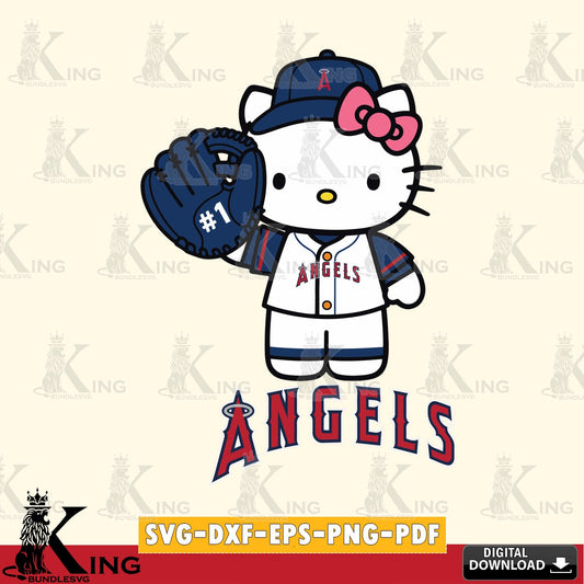 Massive pack of Los Angeles Angels Hello Kitty Baseball number one, digital download for Cricut Maker and paper crafts