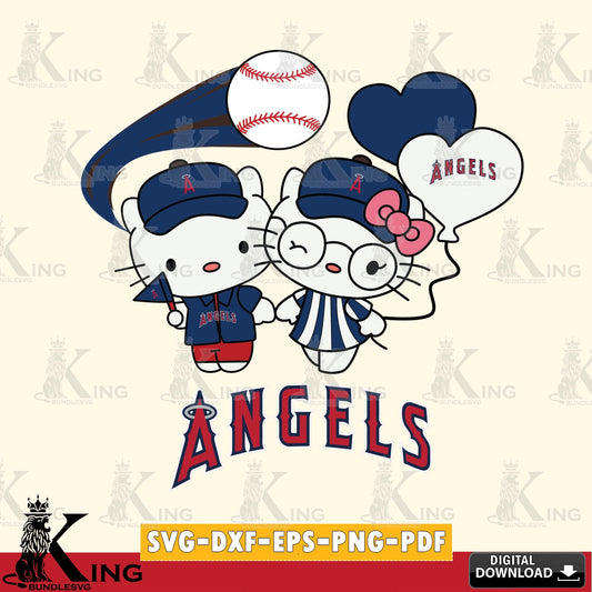 Exclusive set of Los Angeles Angels Hello Kitty baseball couple digital download for Cricut Maker and paper crafts