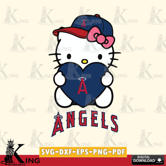 Jumbo collection of Los Angeles Angels Hello Kitty baseball heart printable vector design for sublimation and crafts