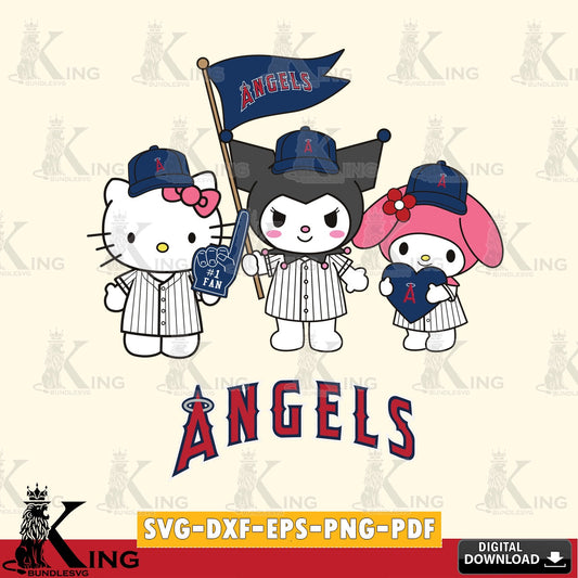 Beautiful illustration of Los Angeles Angels Kawaii friends Baseball, PNG clipart for sublimation printing and graphic design