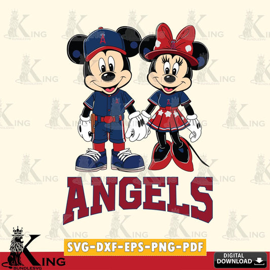 Los Angeles Angels Mickey Minnie Baseball SVG File, MLB for Cricut, Silhouette, Digital Download , file cut