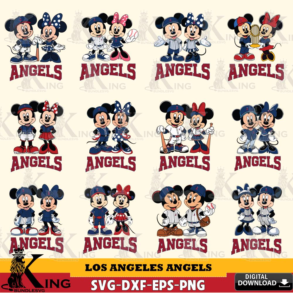 Los Angeles Angels Mickey Minnie MLB Bundle SVG DXF EPS PNG PDF, MLB for Cricut, Silhouette, Digital Download , file cut