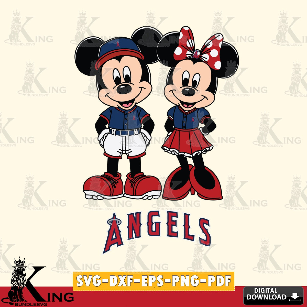 Los Angeles Angels Mickey Minnie Mouse Baseball SVG file , For Cricut,  File cut , Digital Download , PDF File, Cut Files