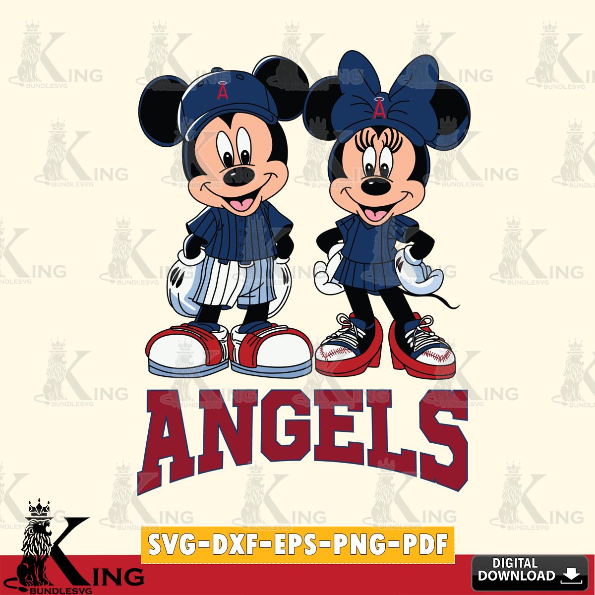 Los Angeles Angels Mickey Minnie Mouse Fan SVG File, MLB for Cricut, Silhouette, Digital Download , file cut