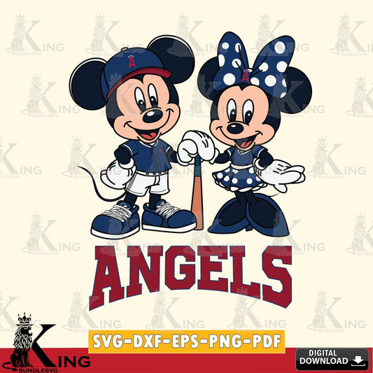 Los Angeles Angels Mickey Minnie Mouse Sport SVG File, MLB for Cricut, Silhouette, Digital Download , file cut