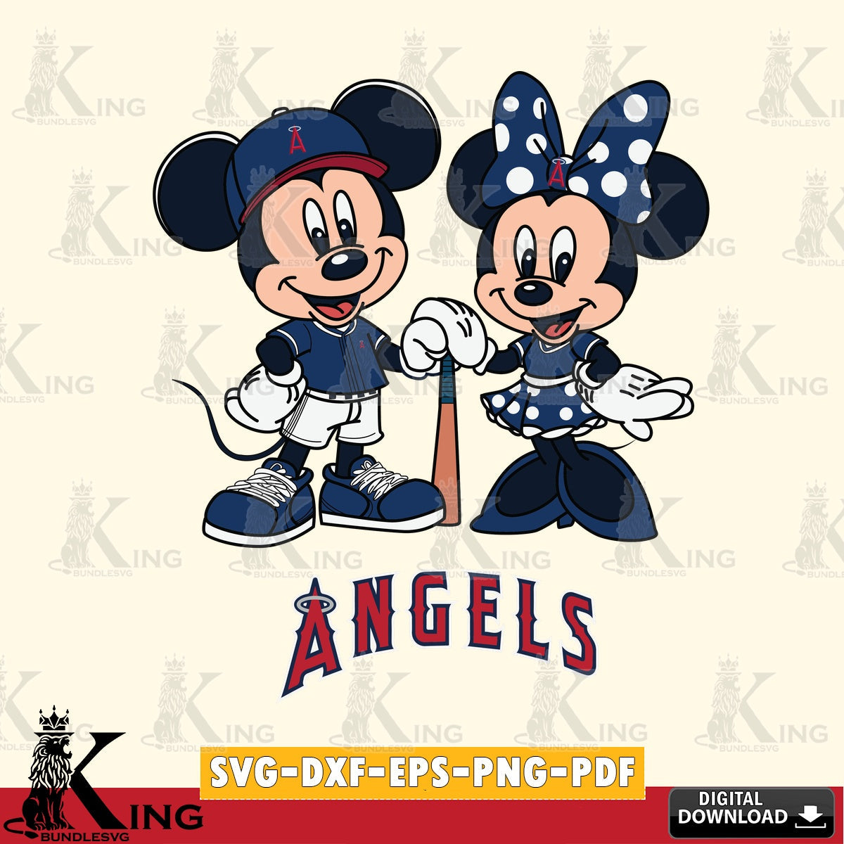 Los Angeles Angels Mickey Minnie Mouse Sport SVG file , For Cricut,  File cut , Digital Download , PDF File, Cut Files