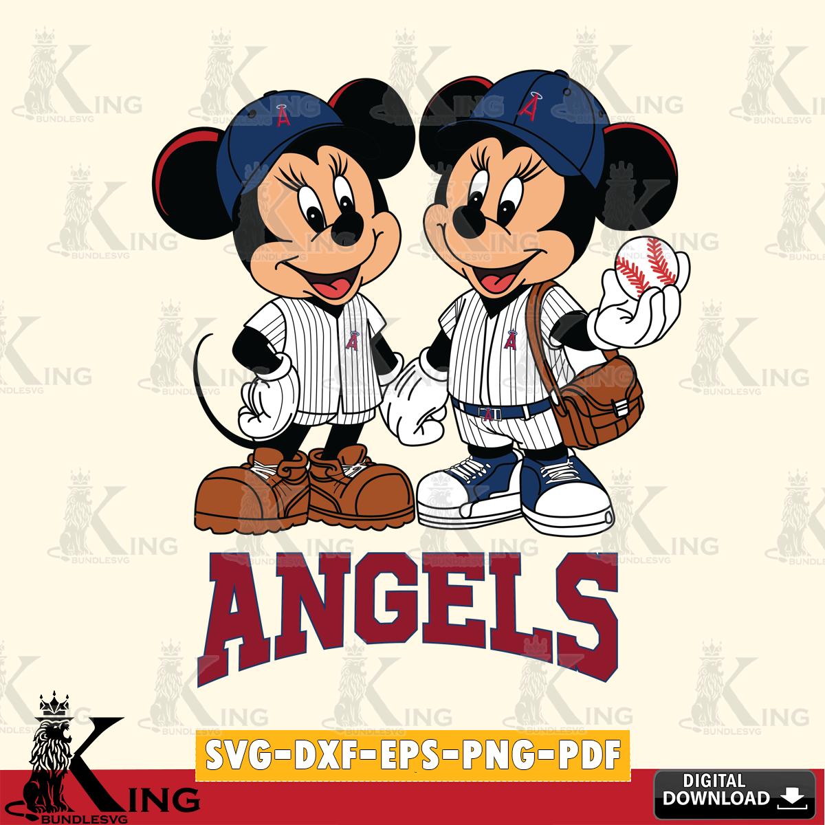 Los Angeles Angels Mickey Minnie Mouse couple SVG File, MLB for Cricut, Silhouette, Digital Download , file cut