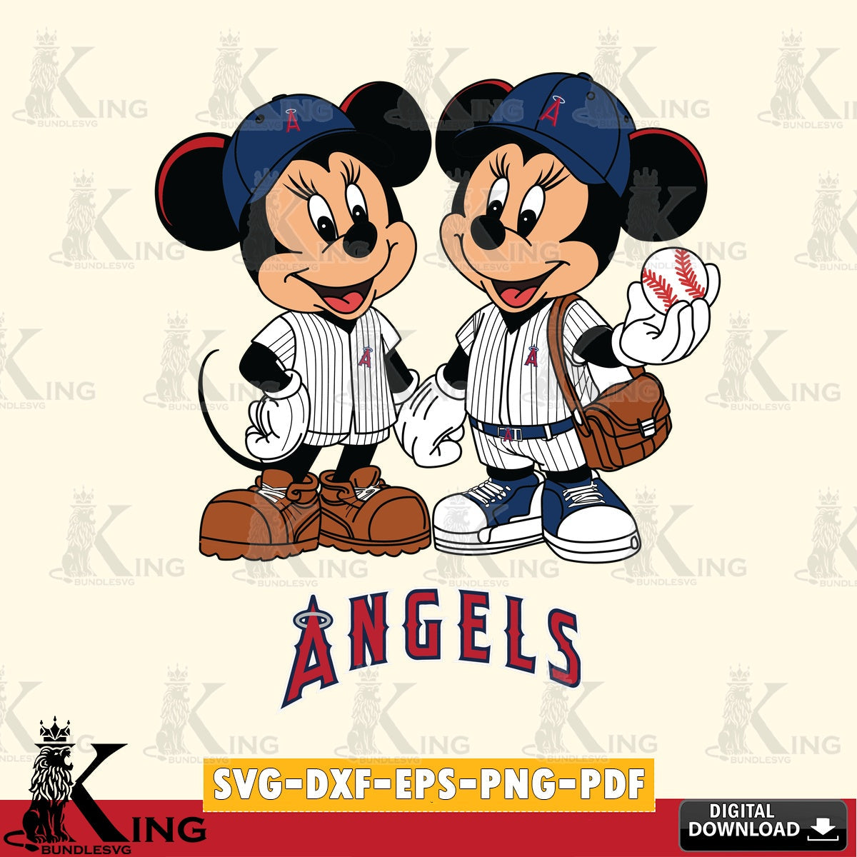 Los Angeles Angels Mickey Minnie Mouse couple SVG file , For Cricut,  File cut , Digital Download , PDF File, Cut Files