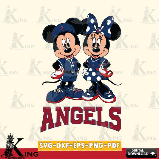 Los Angeles Angels Mickey Minnie Mouse couple sport SVG File, MLB for Cricut, Silhouette, Digital Download , file cut