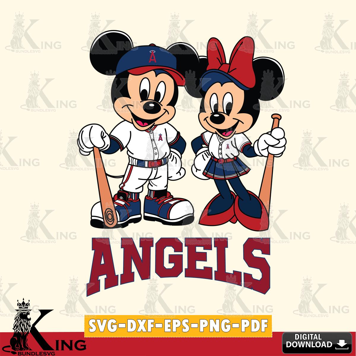 Los Angeles Angels Mickey Minnie Mouse player SVG File, MLB for Cricut, Silhouette, Digital Download , file cut