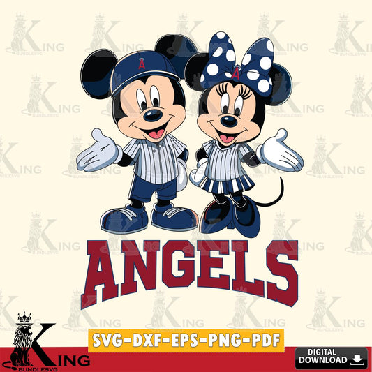 Los Angeles Angels Mickey Minnie couple SVG File, MLB for Cricut, Silhouette, Digital Download , file cut