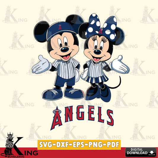 Los Angeles Angels Mickey Minnie couple SVG file , For Cricut,  File cut , Digital Download , PDF File, Cut Files