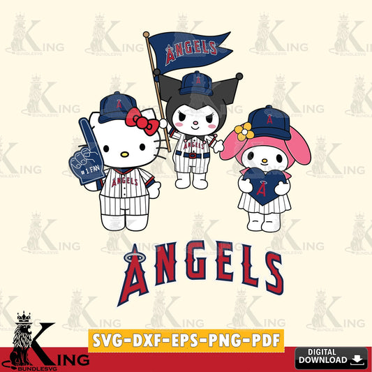 Vector design showing Los Angeles Angels Sanrio Squad cute, PNG clipart for sublimation printing and graphic design