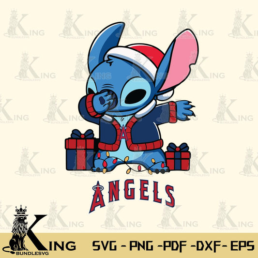 Los Angeles Angels Stitch Merry Christmas Svg Eps Dxf Png File, Digital Download