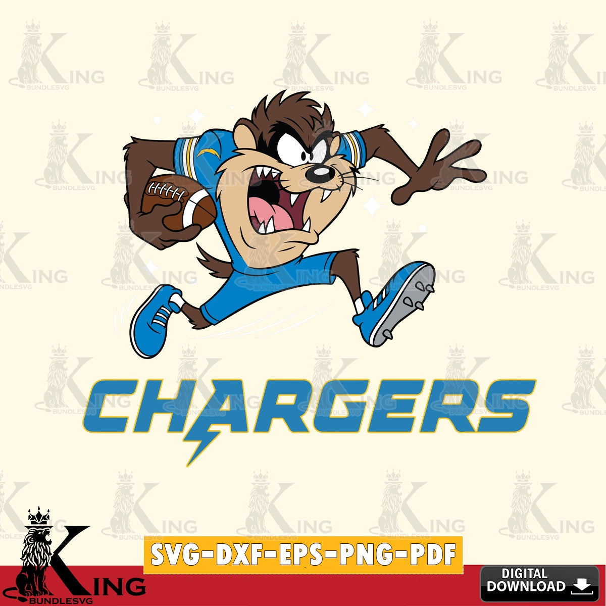 Los Angeles Chargers Angry Taz Football Cut file  , Digital Download , Instant Download, Looney Tunes svg, Football svg
