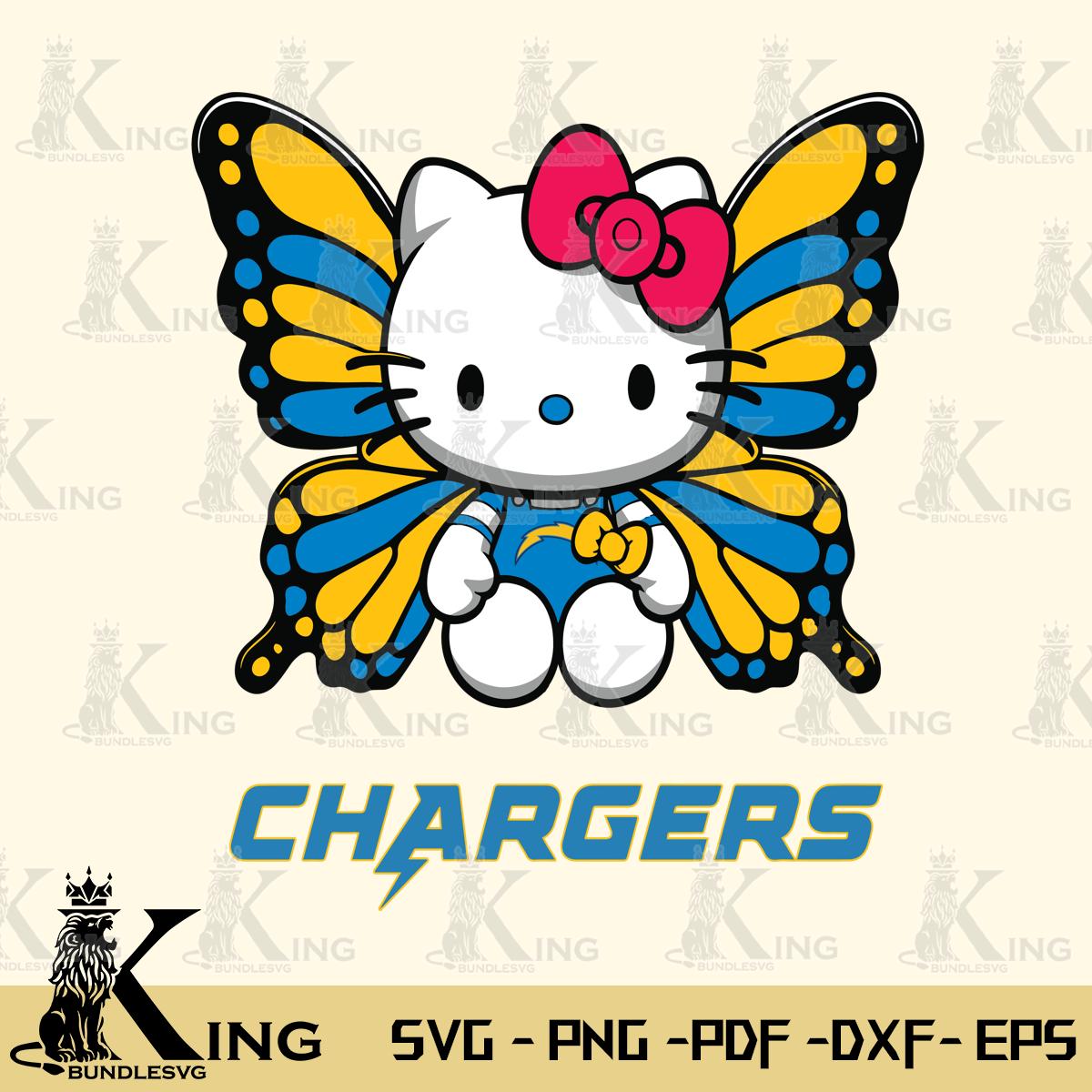 Los Angeles Chargers Butterfly Kitty Delight Svg Eps Dxf Png File, Digital Download