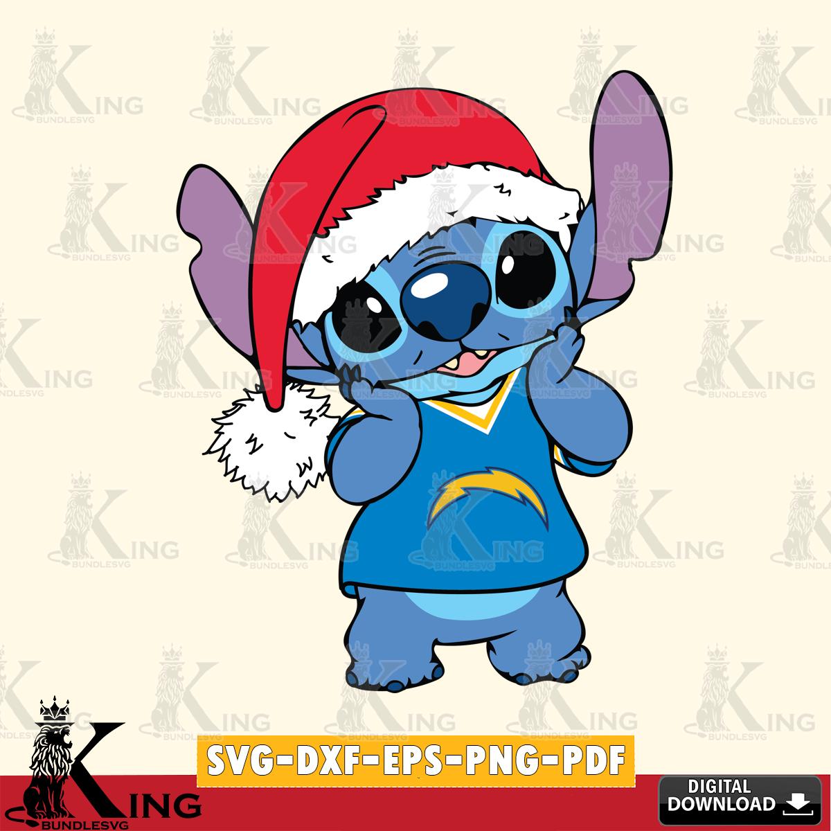 Los Angeles Chargers Cute Stitch Christmas SVG, NFL for Cricut, Silhouette, Digital Download , file cut