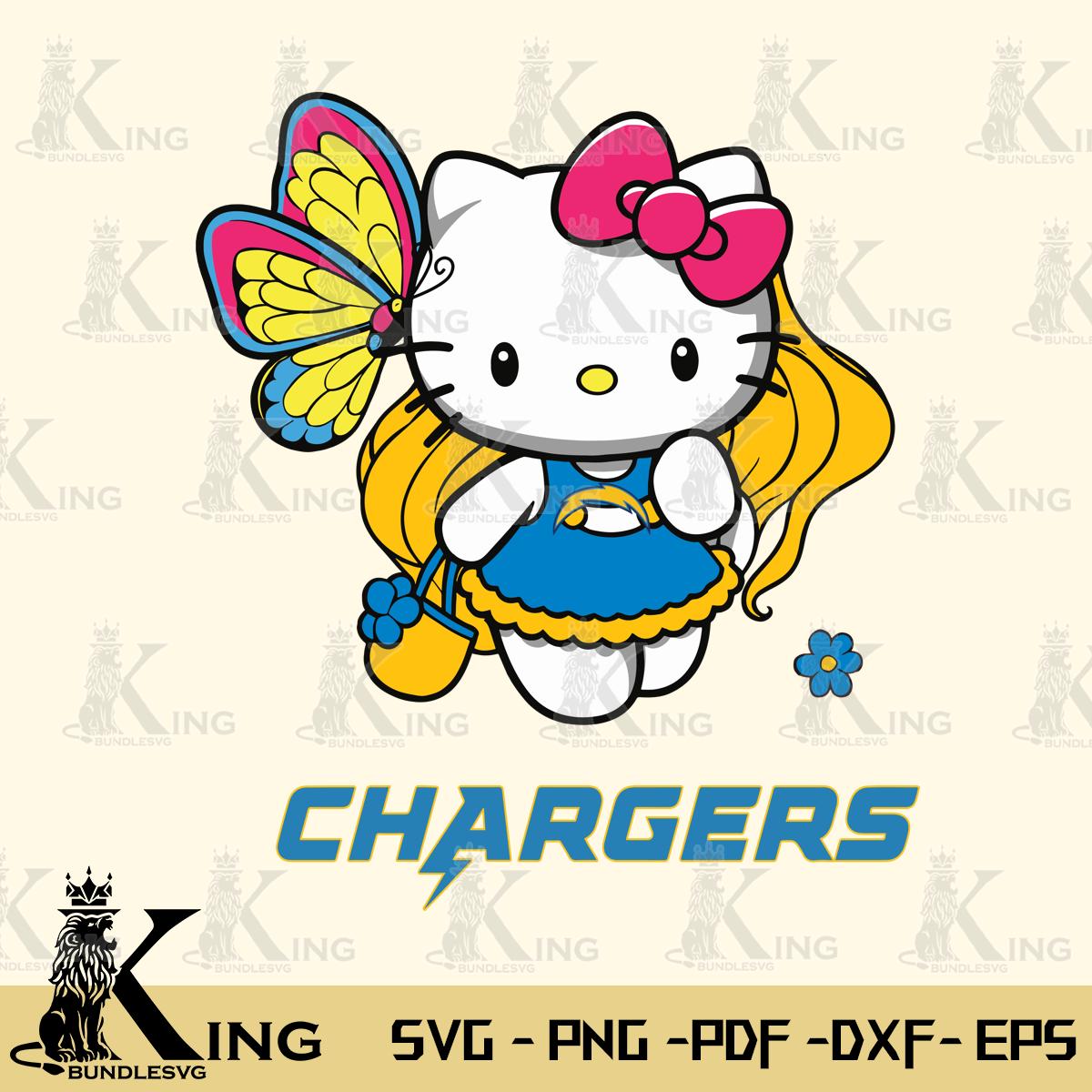 Los Angeles Chargers Kitty Cartoon Svg Eps Dxf Png File, Digital Download