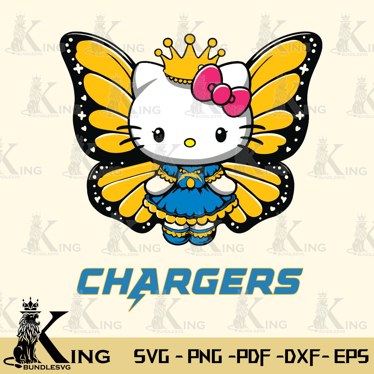 Los Angeles Chargers Kitty Wings & Flowers Svg Eps Dxf Png File, Digital Download