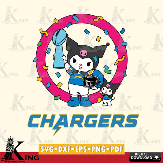 Los Angeles Chargers Kuromi Football Champion SVG file, Cricut, Cut file  , Digital Download , Instant Download, Sanrio svg, Clipart