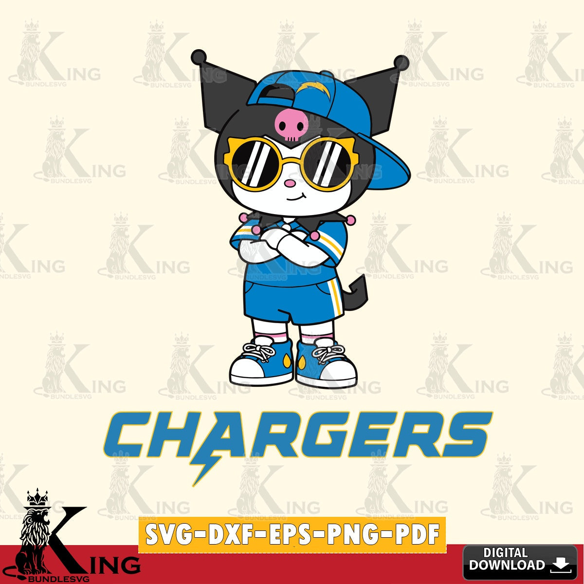 Los Angeles Chargers Kuromi Football Jersey SVG file, Cricut, Cut file  , Digital Download , Instant Download, Sanrio svg, Clipart