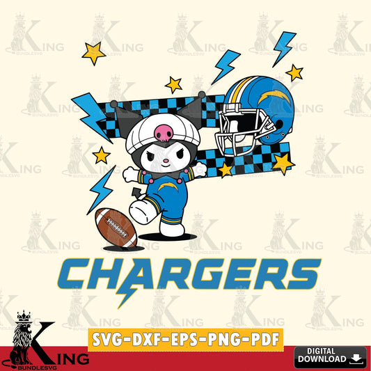 Los Angeles Chargers Kuromi Game Day SVG file, Cricut, Cut file  , Digital Download , Instant Download, Sanrio svg, Clipart