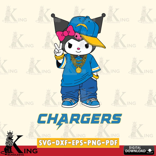 Los Angeles Chargers Kuromi Streetwear Style SVG file, Cricut, Cut file  , Digital Download , Instant Download, Sanrio svg, Clipart