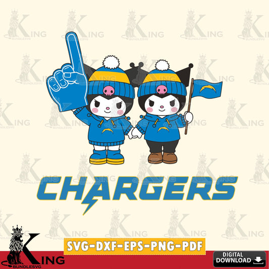 Los Angeles Chargers Kuromi rugby Fan SVG file, Cricut, Cut file  , Digital Download , Instant Download, Sanrio svg, Clipart