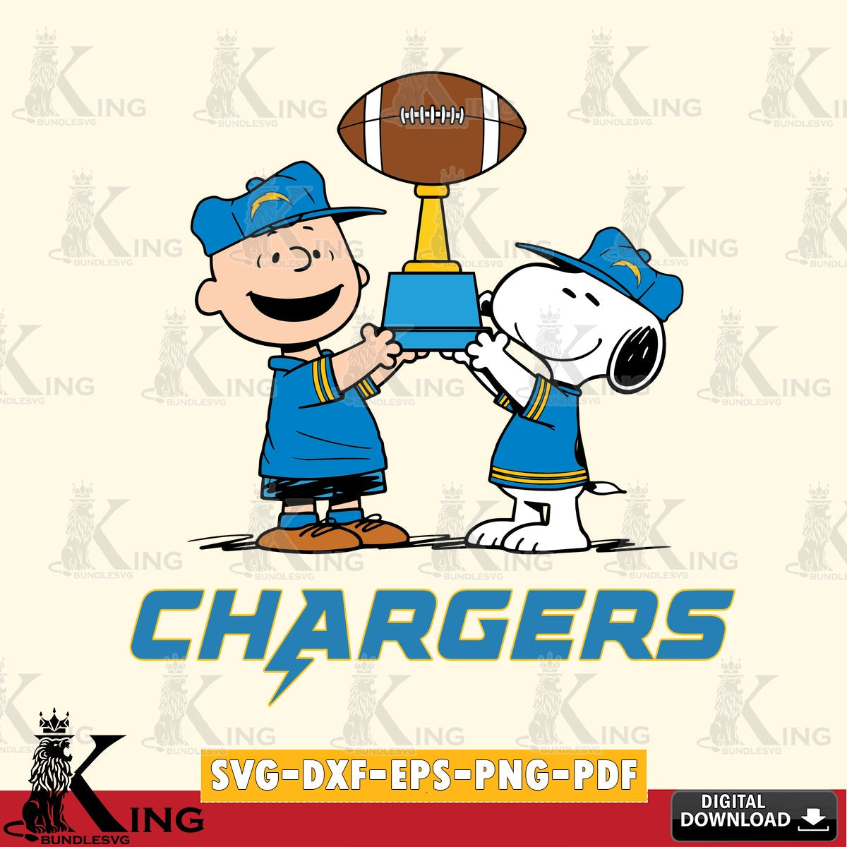 Los Angeles Chargers Peanuts Football Trophy Cricut file , Cut file  , Digital Download , PDF File , Instant Download