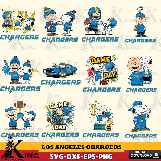 Los Angeles Chargers Peanuts Play Football NFL Bundle Cricut file , Cut file  , Digital Download , PDF File , Instant Download
