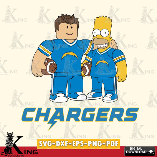 Los Angeles Chargers Roblox & Homer Simpson Football SVG file , Cricut, NFL  File cut , Digital Download , PDF File