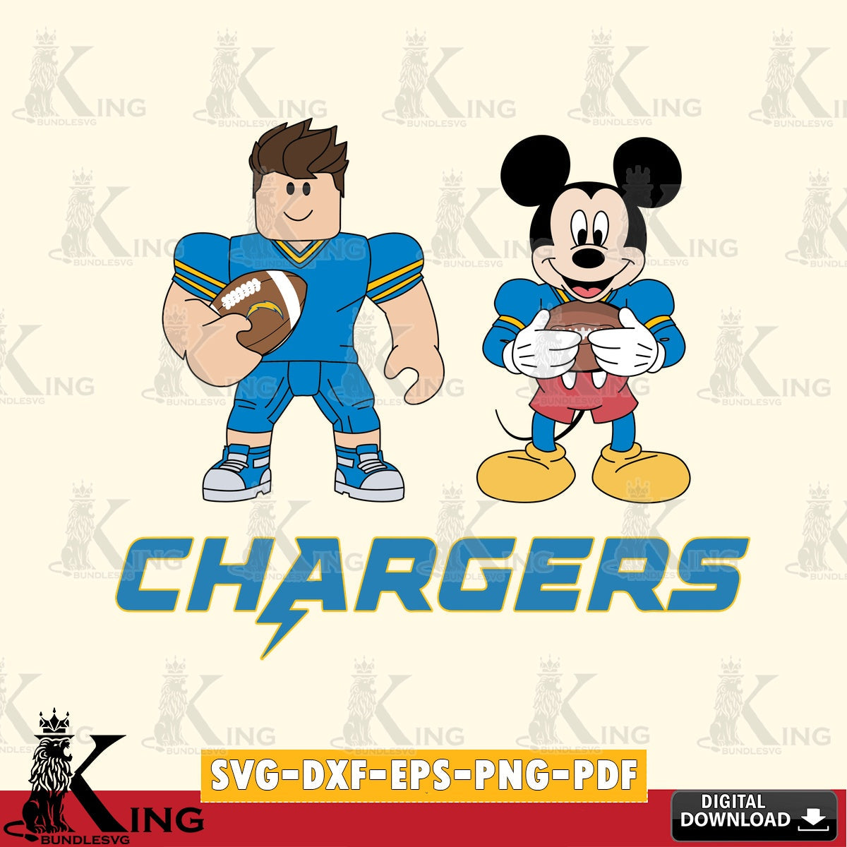Los Angeles Chargers Roblox & Mickey Football SVG file , Cricut, NFL  File cut , Digital Download , PDF File