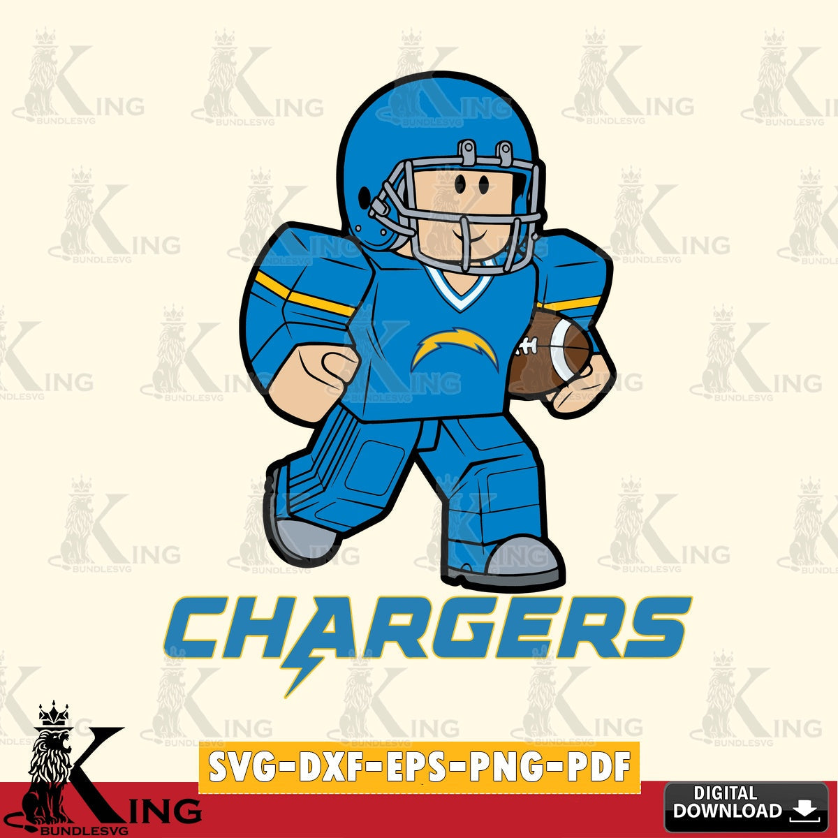 Beautiful illustration of Los Angeles Chargers Roblox player rugby, a crafting file for iron-on transfer and vinyl decals