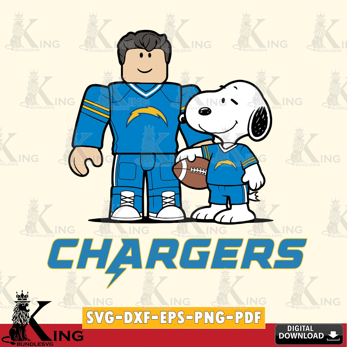 Los Angeles Chargers Roblox & Snoopy Football SVG file , Cricut, NFL  File cut , Digital Download , PDF File