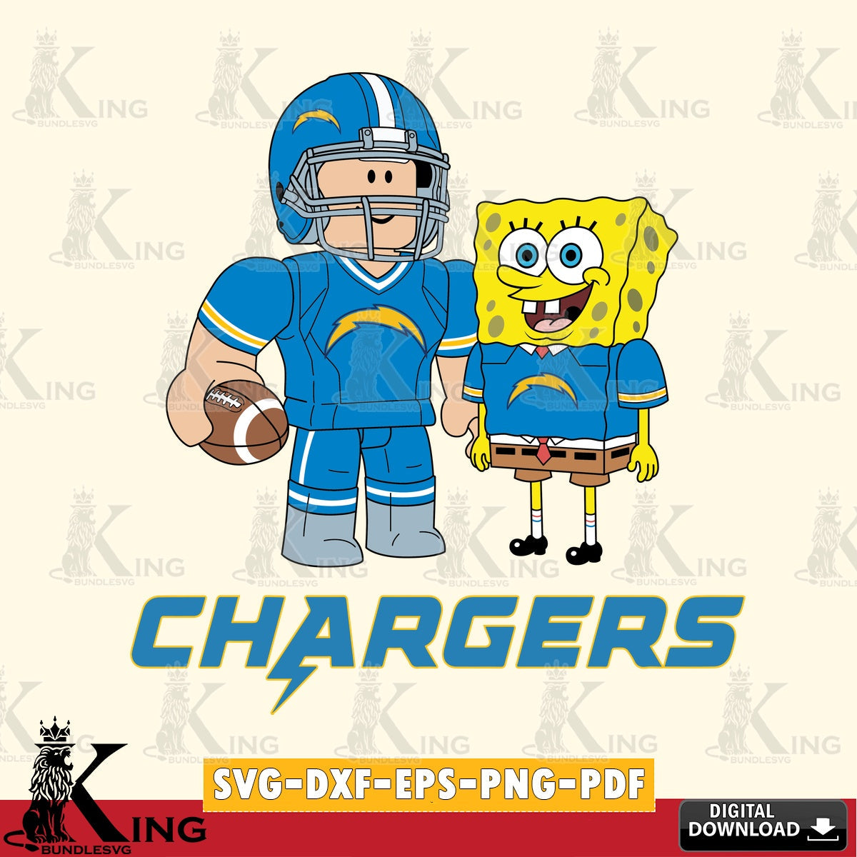 Los Angeles Chargers Roblox & Spongebob Football SVG file , Cricut, NFL  File cut , Digital Download , PDF File