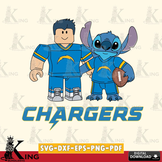 Los Angeles Chargers Roblox & Stitch Football SVG file , Cricut, NFL  File cut , Digital Download , PDF File