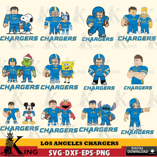 Los Angeles Chargers Roblox With Friends football NFL Bundle SVG file , Cricut, NFL  File cut , Digital Download , PDF File
