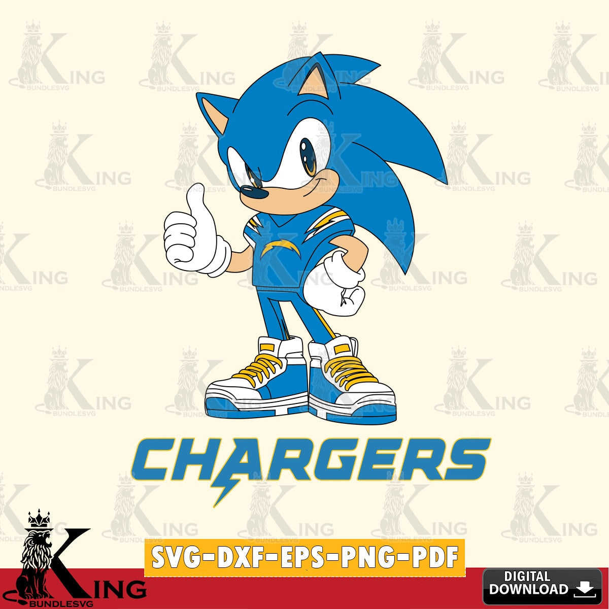 Vector design showing Los Angeles Chargers Sonic Like Football, a high-quality vector for DIY scrapbooking and home decor