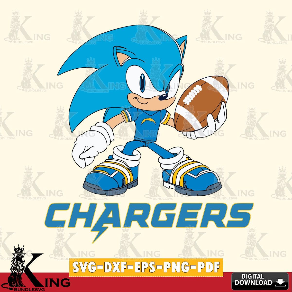 Beautiful illustration of Los Angeles Chargers Sonic Rugby, a high-quality vector for DIY scrapbooking and home decor