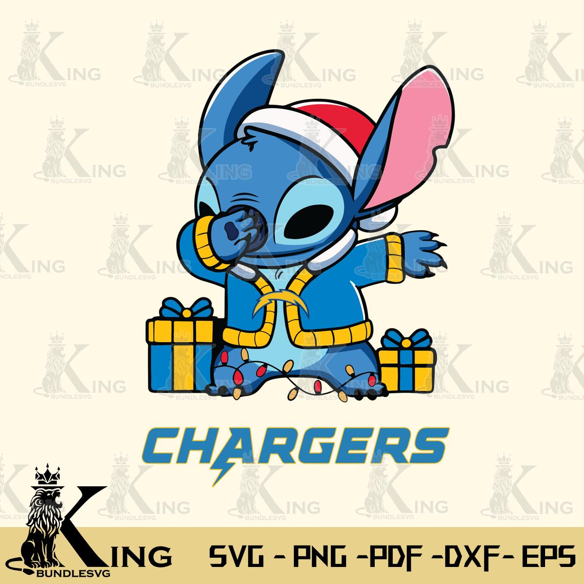 Los Angeles Chargers Stitch Merry Christmas Svg Eps Dxf Png File, Digital Download