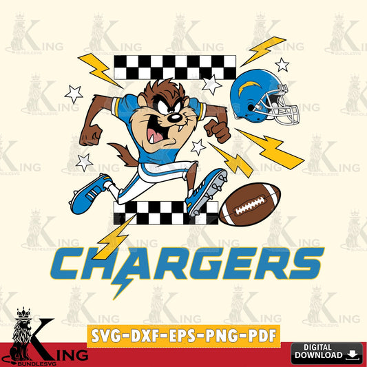 Los Angeles Chargers Taz Football Lightning Cut file  , Digital Download , Instant Download, Looney Tunes svg, Football svg