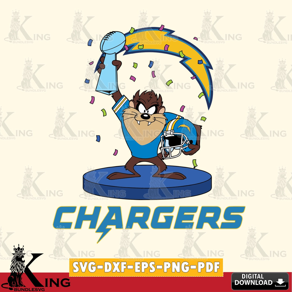 Los Angeles Chargers Taz Trophy Podium Cut file  , Digital Download , Instant Download, Looney Tunes svg, Football svg