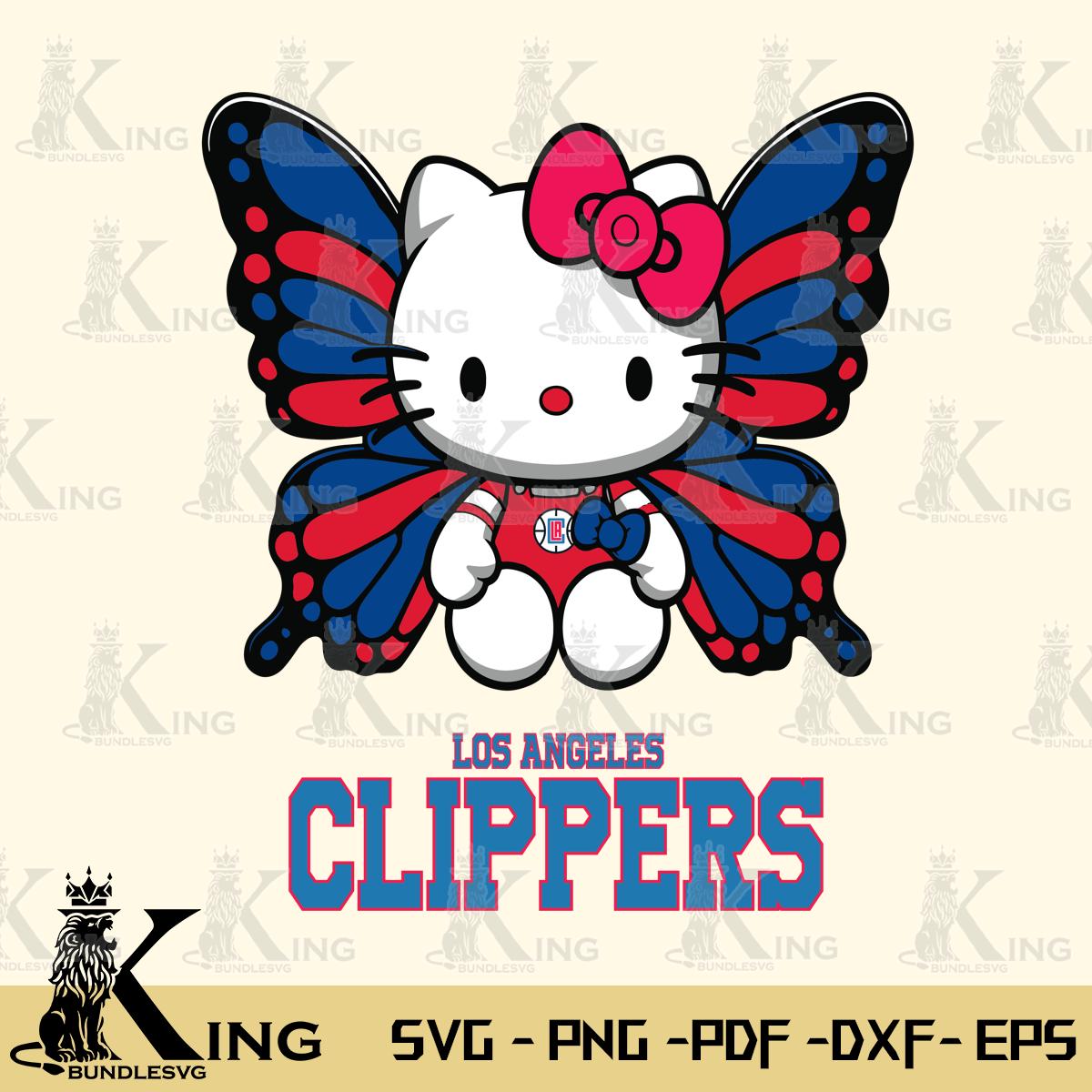 Los Angeles Clippers Butterfly Kitty Delight Svg Eps Dxf Png File, Digital Download