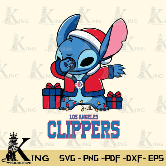 Los Angeles Clippers Stitch Merry Christmas Svg Eps Dxf Png File, Digital Download