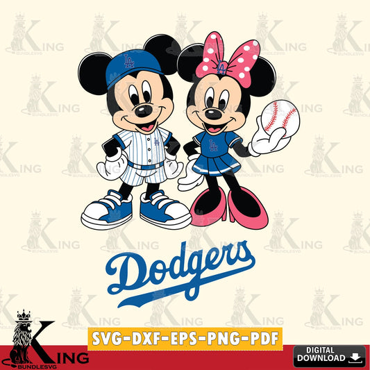 Los Angeles Dodgers Baseball Mickey Minnie Mouse SVG file , For Cricut,  File cut , Digital Download , PDF File, Cut Files