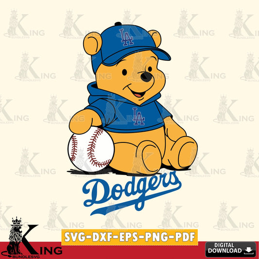 High-quality graphic of Los Angeles Dodgers Baseball Star Teddy, SVG PNG design suitable for Glowforge and laser cutting