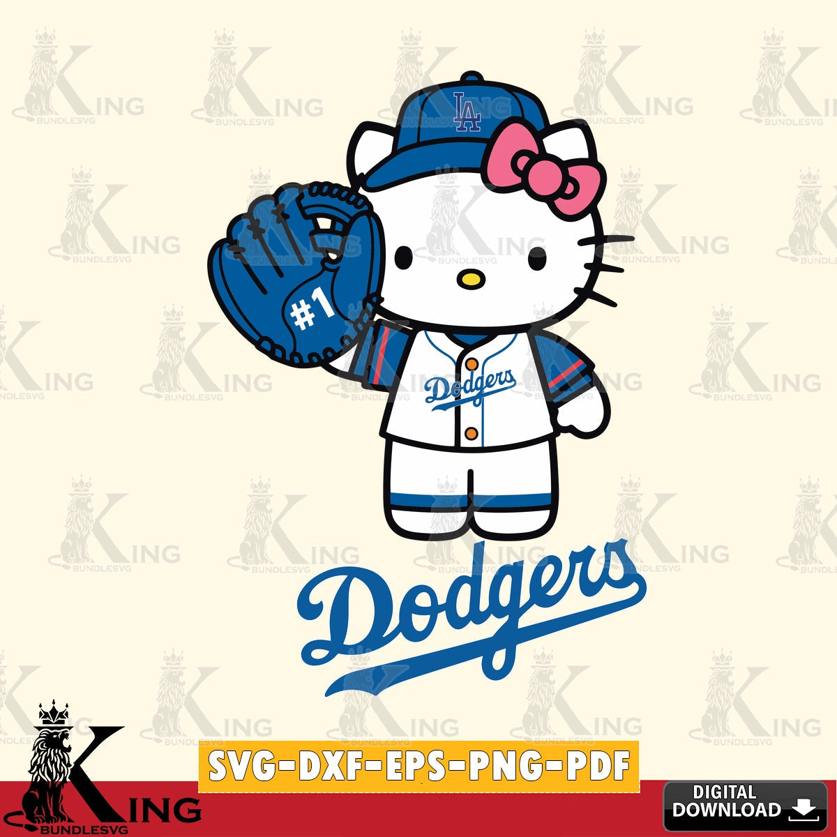 Comprehensive collection of Los Angeles Dodgers Hello Kitty Baseball versatile clip art for stickers, decals, and mugs